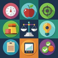 A collection of vivid icons with an extended shadow over a black backdrop vector