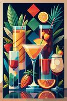 There are a variety of beverages depicted in this artwork vector