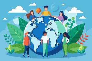 People from all corners of the globe find themselves amidst a sea of leaves vector