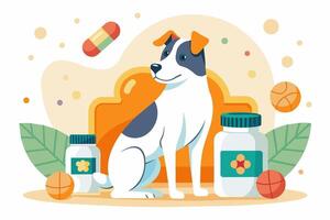 Dog with Nutritional Supplements vector