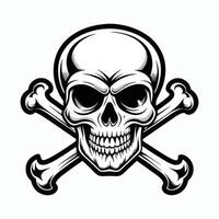 Vintage skull and crossbones monochrome vector
