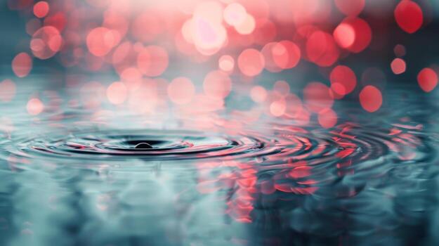 Ripples Created by Raindrops on Calm Water With Bokeh Background photo