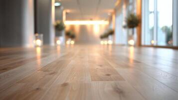 Serene Hallway With Candles and Green Plants in Modern Building photo
