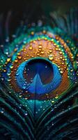Close-Up of a Peacocks Feathers photo