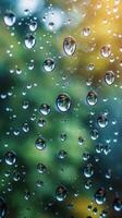 Rain Drops on a Window With Buildings in the Background photo