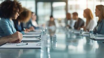 Business Meeting With Diverse Participants in Modern Conference Room photo