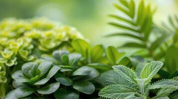Close-Up View of Fresh Green Mint Leaves With Water Drops in Natural Light photo