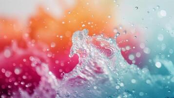 Colorful Water Splash Against a Gradient Background at Sunset photo