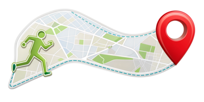 map with running route and red pin transparent png