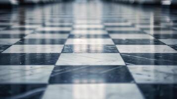 Black And White Checkerboard Floor Pattern In A Historic Building Corridor photo