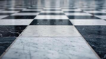 Black And White Checkerboard Floor Pattern In A Historic Building Corridor photo