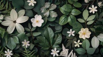 Colorful Floral Design With Abstract Plants on a Soft Blue Background photo