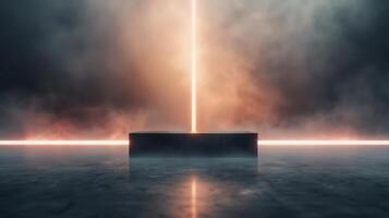 Mysterious Beam of Light Illuminates Dark Abstract Space at Dusk photo