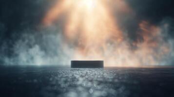 Mysterious Beam of Light Illuminates Dark Abstract Space at Dusk photo