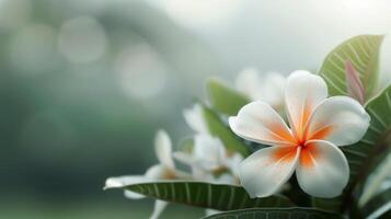 Elegant White Flowers With Orange Centers Flourishing In A Garden Setting photo