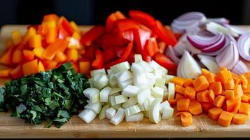 Fresh Vegetables Displayed on Wooden Tray With Bright Colors in Natural Light photo