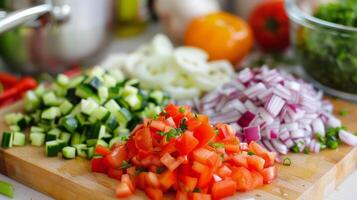 Fresh Vegetables Displayed on Wooden Tray With Bright Colors in Natural Light photo