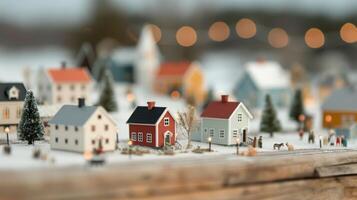 Miniature City Model With Detailed Buildings and Warm Lights photo