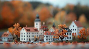 Miniature City Model With Detailed Buildings and Warm Lights photo