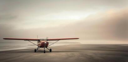 Small Airplane on a Beach During Overcast Weather photo