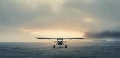 Small Airplane on a Beach During Overcast Weather photo