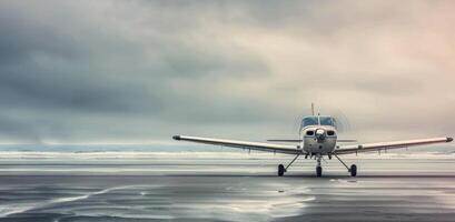 Small Airplane on a Beach During Overcast Weather photo