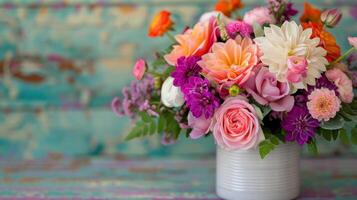 Vibrant Mixed Bouquet With Roses, Gerbera Daisies, and Lilies on Black Background photo