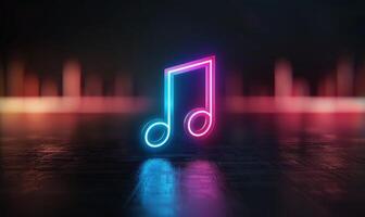 Neon Music Note Against A Dark Background photo