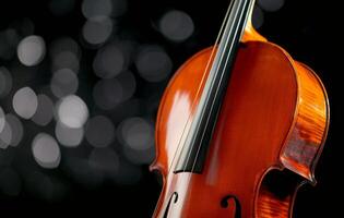 Close-Up of Violin Strings Against a Dark Background photo