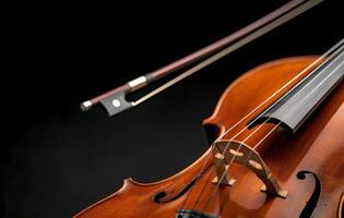 Close-Up of Violin Strings Against a Dark Background photo