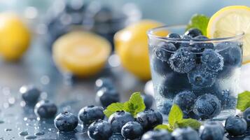 Refreshing Blueberry Lemonade With Mint Garnish On A Bright Table photo