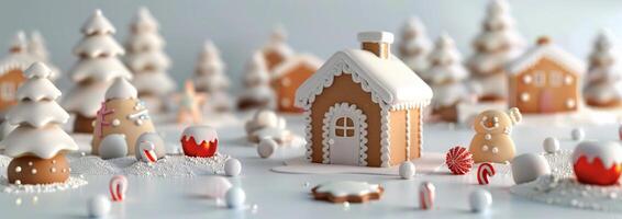 Cozy Gingerbread House and Cookie Cheer in Festive Winter Wonderland photo