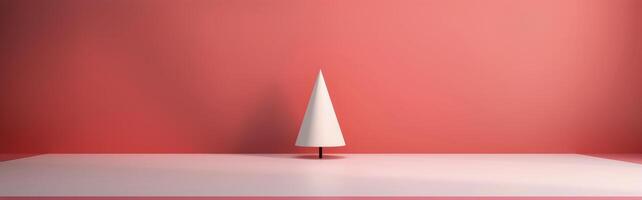 Geometric Paper Christmas Tree in Minimalist Room Decorated With Triangular Backgrounds photo
