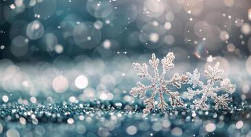 Delicate Snowflakes on Sparkling Surface During Winter Afternoon photo