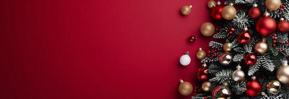 Christmas Tree Decorated With Ornaments and Lights in Warm Holiday Atmosphere photo