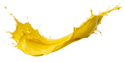 Yellow paint splash, vibrant color motion, isolated transparent png