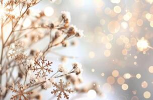 Delicate Winter Decorations With Snowflakes and Berries in Soft Lighting photo