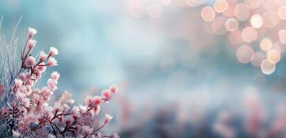 Delicate Blossoms With Bokeh Lights in Soft Pastel Tones During Springtime photo
