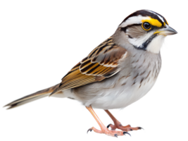 Side view of a white-throated sparrow, isolated transparent png