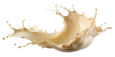 Smooth splash of beige creamy liquid in motion, isolated transparent png