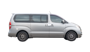 Side view of gray van isolated with clipping path in file format png