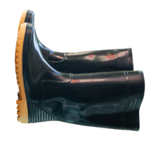 A pair of black gumboots or black boots for working in garden isolated with clipping path in file format png