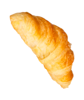 Side view of brown croissant isolated with clipping path in file format png