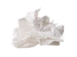 White crumpled tissue paper ball after use isolated with clipping path in file format png