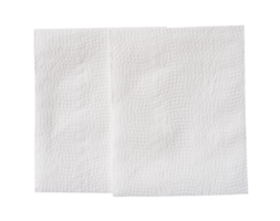 Top view of two folded tissue paper in stack isolated with clipping path in file format png