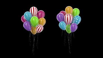Loop Bundle multicolored balloons with alpha channel video