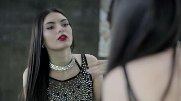 Glamour girl before the mirror video
