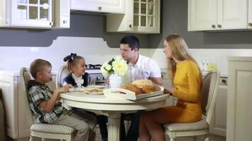 Family having breakfast at the table video