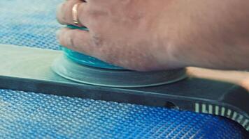 process of finishing wooden parts using a high-precision polishing machine. video