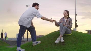 Man is trying to get to know the young woman, but she rejects him with disgust. video